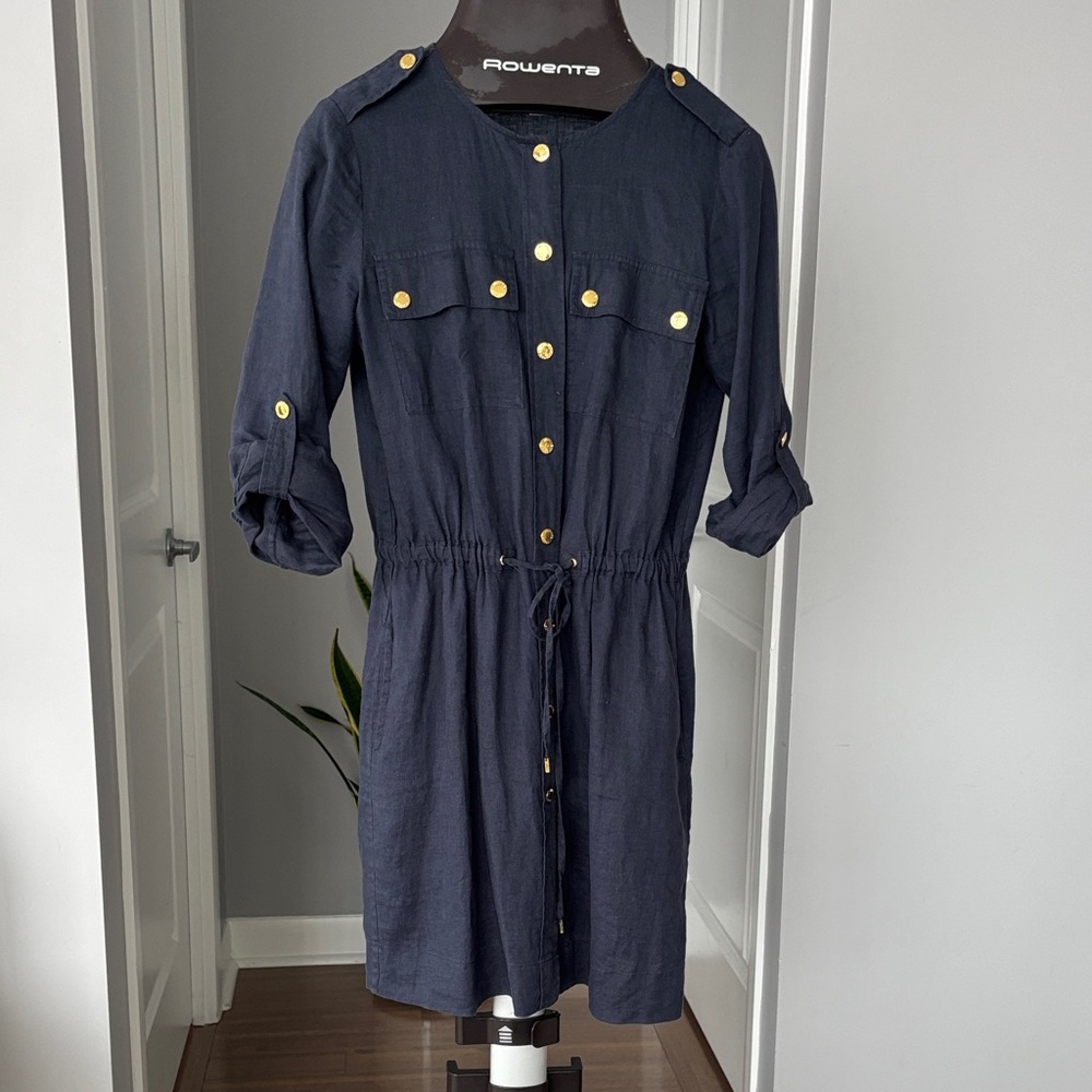 Michael Kors Linen Button Down Shirt Dress